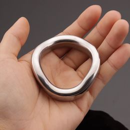 Stainless Steel Cock Ring Heavy Duty Ball Scrotum Stretcher Penis Lock Arc Delay Ejaculation sexys Toy For Male 18 Beauty Items