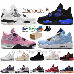 With Box Basketball Shoes JUMPMAN 4 Women Mens Trainers Blue Red Thunder 4s Canvas White Oreo Sail Craft Black Cat Fire Red Sports Sneakers University Pink T1