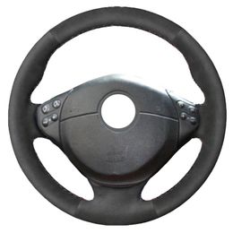 Steering Wheel Covers Black Alcantara Leather Suede Cover For E39 5 Series E46 1999-2005 E36 E53 3 X5 Z3Steering CoversSteering