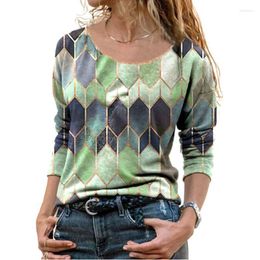 Women's T-Shirt 2022 Women Diamond Pattern T-shirts Tops Vintage Round-neck Patchwork Retro Print Short Sleeves Leisure