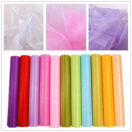 Wedding Decorations 48cmx5m/10M Mariage Crystal Yarn Tulle Roll Sheer Wedding Backdrop Decoration Organza Fabric Chair Sash Table Skirt DIY Supplies