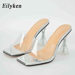 Nxy Sandals Designer Strange High Heels Women Slippers Summer Pvc Transparent Style Party Prom Shoes Elegant Jelly Pumps