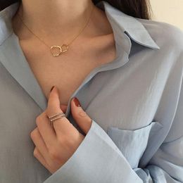 Chains Fashion Linked Double Circle Necklaces Round Irregular For Women Sexy Minimalist French Gifts Sidn22