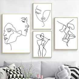 Nordic Minimalist Figures Line Art Sexy Woman Body Nude Wall Canvas Paintings Drawing Posters Prints Decoration for Livingroom 220716