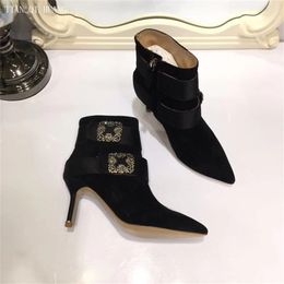 New Style Classic Fashion Design Woman Ankle Boots High Heels Women Genuine Leather Boots High Quality Pumps Shoes TIANQIHUANG 201105