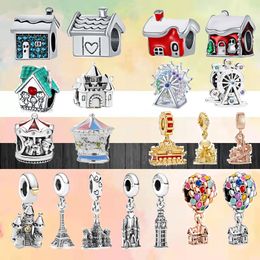 925 Silver Fit Pandora Charm 925 Bracelet Air Balloon Lron Tower Pendant charms set Pendant DIY Fine Beads Jewellery