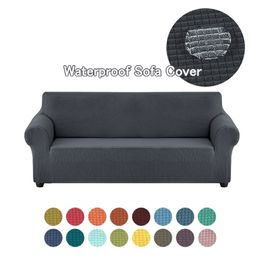 Waterproof Jacquard Sofa Covers for Living Room Couch Cover Corner Slipcover L Shape Protector Single Solid 220615