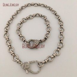 Chains Cable Chain Bracelet Or Necklace Paved Silver Big Lobster Clasp NecklaceChains