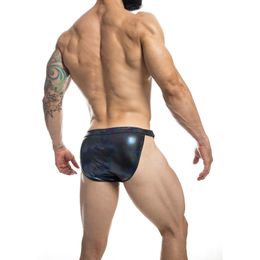 PU Leather Swim Briefs Sexy Bikini Swimwear Men Bathing Beach Swimming Trunks Shorts Swimsuit Buckle Tanga hombre Male Underwear 220520