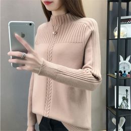 Women's Sweaters Fashion Autumn High Collar Knitted Sweater Women Pullover Jumpers Ladies Half Turtleneck Long Sleeve Knitting Tops FemaleWo