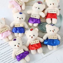 12CM Cartoon Bouquet Bear Diamond Wholesale Keepsakes Florist Bag Flower Doll Plush Toy Pendant