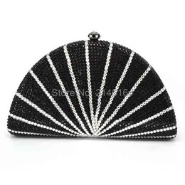 NXY Evening Bags Luxury Crystal day Clutch bling party purse peacock fan black diamond clutch bags Women Wedding evening bag 88215 0428