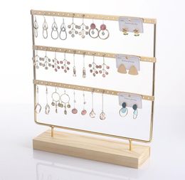 Solid wood iron earring racks Bathroom Shelves household Earrings storage Jewellery rack hanging Earrings cardboard display props