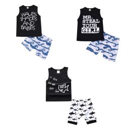 Kids Clothing Sets Summer Baby boy Clothes Cartoon Fish Shark Print for Boys Outfits Toddler Fashion T-shirt Shorts Children Suits