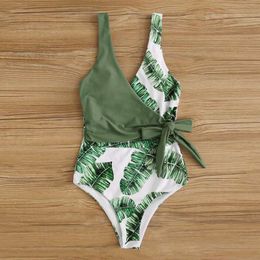 Womens Plus Size Swimwear fashion swimsuit swim swimming beachwear Siamese black green Colour printing no Bra underwire support summer swimsuits bikinis 002