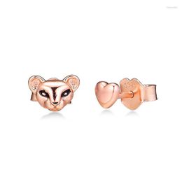 Stud Lioness & Heart Earrings For Women Rose Golden Jewellery Small Lion Love Design Silver GiftStud Dale22 Farl22