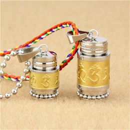 Pendant Necklaces Gold Silver Color Om Mani Padme Hum Spinner Necklace For Women Buddhism Style Prayer Wheel Stainless Steel MenPendant Sidn