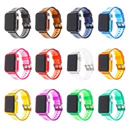 for Apple Watch Series 7 6 5 4 3 2 SE Clear Candy Color Armor Protective Case Band Strap Cover 41mm 45mm