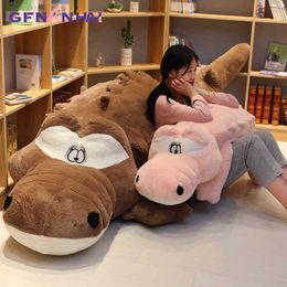 Pc Cm Big Size Lying Crocodile Plush Pillow Mat Soft Cuddly Toy Cartoon Dolls kids Girl Gift J220704
