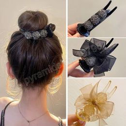 Korean Bow Hair Claw Large For Ponytail Bun Hair Clamps Black Colour Clips Hairpin Fashion Headdress Accessories Gifts