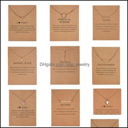Pendant Necklaces I Love You Card Necklace Female Gift Trendy Gold Colour Heart Clavicle Chain Choker For Women Jewellery D Dhseller2010 Dhgnh