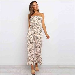 New Women Summer Strapless and Tight Waist Fashionable Printed Jumpsuit 210326