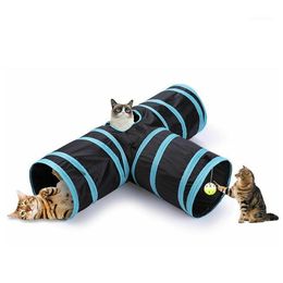 Small Animal Supplies Pet Ring Three Way Can Be Folded Passageway Puzzle Toy Barrel Bed Cat Tunnel
