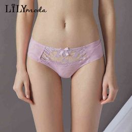 Lilymoda Sexy T Back Thongs Women Seamless Embroidery Transparent Briefs T pants panty Ladies Underwear Hot Temptation Lingerie W220324