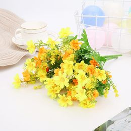 Decorative Flowers & Wreaths Colourful Daisy Silk Peony Artificial Bouquet 7 Big Head And 4 Bud Fake For Home Wedding Decoration Indoor