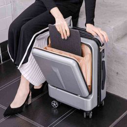 Travel Tale Can Board Front Computer Bag High Quality Business Rolling Luggage Spinner Brand Suitcase J220707