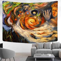 Tapestry Creative Oil Paint Wall Carpet Hanging Boho Abstract Art Print Living