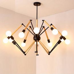 Pendant Lamps Wood Spider Lights Hanging Modern Lamp Light Adjustable Nordic Loft Living Room Kitchen With LED BulbsPendant