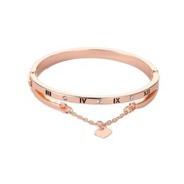 Rose Gold Stainless Steel Bracelets Bangles Female Heart Forever Love Brand Charm Bracelet for Women Famous Jewelry fashion gifts