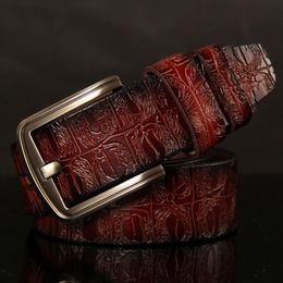 Belts 2022 Mens Luxury Crocodile Pattern Belt Leather Cinturones Hombre Pin Buckle Ceinture Male Business Designer