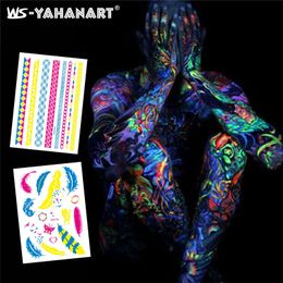 Fluorescent Temporary Tattoos Feather Sticker Butterfly Flower Face Pasters Arm Fake Tattoo Sticker