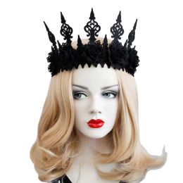 Dark Gothic Wind Headband Black Crown Halloween Witcher hairband Makeup Masquerade Performance Garland Headbands