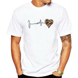 Men's T-Shirts Summer Cotton Women T Shirt S-5XL Plus Size Leopard Heart Print Short Sleeve Graphic Tees Tops Casual O-Neck Female TShirtMen
