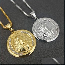 Pendant Necklaces Pendants Jewelry Catholic Religious Virgin Mary Gold Color Stainless Steel Madonna Collier For Women 2022 Drop Delivery