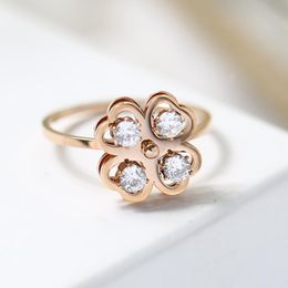 Cluster Rings 2022 Fashion Swivelling Flower Rose Gold Colour Woman Gift Party Titanium Steel Jewellery Top Quality Not FadeCluster ClusterClust