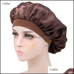 Beanie/Skl Caps Hats Hats Scarves Gloves Fashion Accessories Women Girl Solid Color Elastic Night Hat Beanie Satin Soft Sl Dhqtf