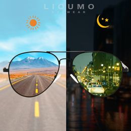 LIOUMO Pilot Sunglasses Polarized Men Pochromic Day Night Driving Glasses Women Chameleon Goggle UV400 lentes de sol hombre W220331