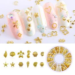 ocean nail art UK - Nail Art Decorations Stars And Moon Rivets Gold Hollow Metal Nails Accessories Mixed Starry Sky Ocean Style Manicure SuppliesNail