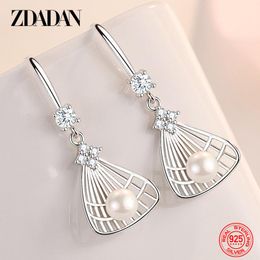 Dangle & Chandelier 925 Sterling Silver Fan Pearl Earrings For Women Fashion Jewellery Wedding GiftDangle