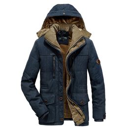 Men's Down & Parkas Men Winter Jackets Hooded Thick Fleece Jacket Hat Detachable Coat Outdoor Military Casual Pockets Parka Outerwear 6XLMen