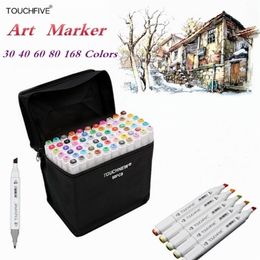30/40/60/80 Colours Art Markers Set Dual Head Alcohol Sketch Markers Pen For Manga Drawing Markers Design Supplies 210226
