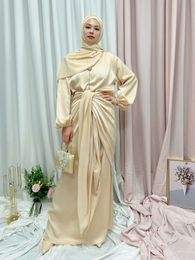 -Ramadã Eid Djellaba Vestido Muçulmano Dubai mancha macia Abaya Dubai Dress Muslim Dress Islam abayas Robe com design de espartilho WY809 220607