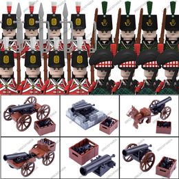 WW2 Military British Soldier Figures Building Blocks Army Mediaeval Napoleonic Wars Gun Sword Cannon Weapons MOC Bricks Toys Gift 220715