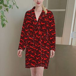 Noisydesigns Red Greyhound Dog Designs Women Winter Bathrobe Cotton Home Wear Spring Night Gown Thermal Pyjamas Long Sleeve 220627