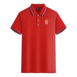 Association Sportive de Monaco men and women Polos mercerized cotton short sleeve lapel breathable sports T-shirt LOGO can be Customised