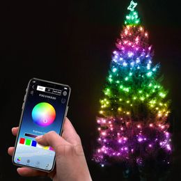 Christmas Tree Deco RGB Bluetooth String Lights Merry Xmas For Home USB Smart Lamp Navidad Noel Gifts Year Decoration Y201020